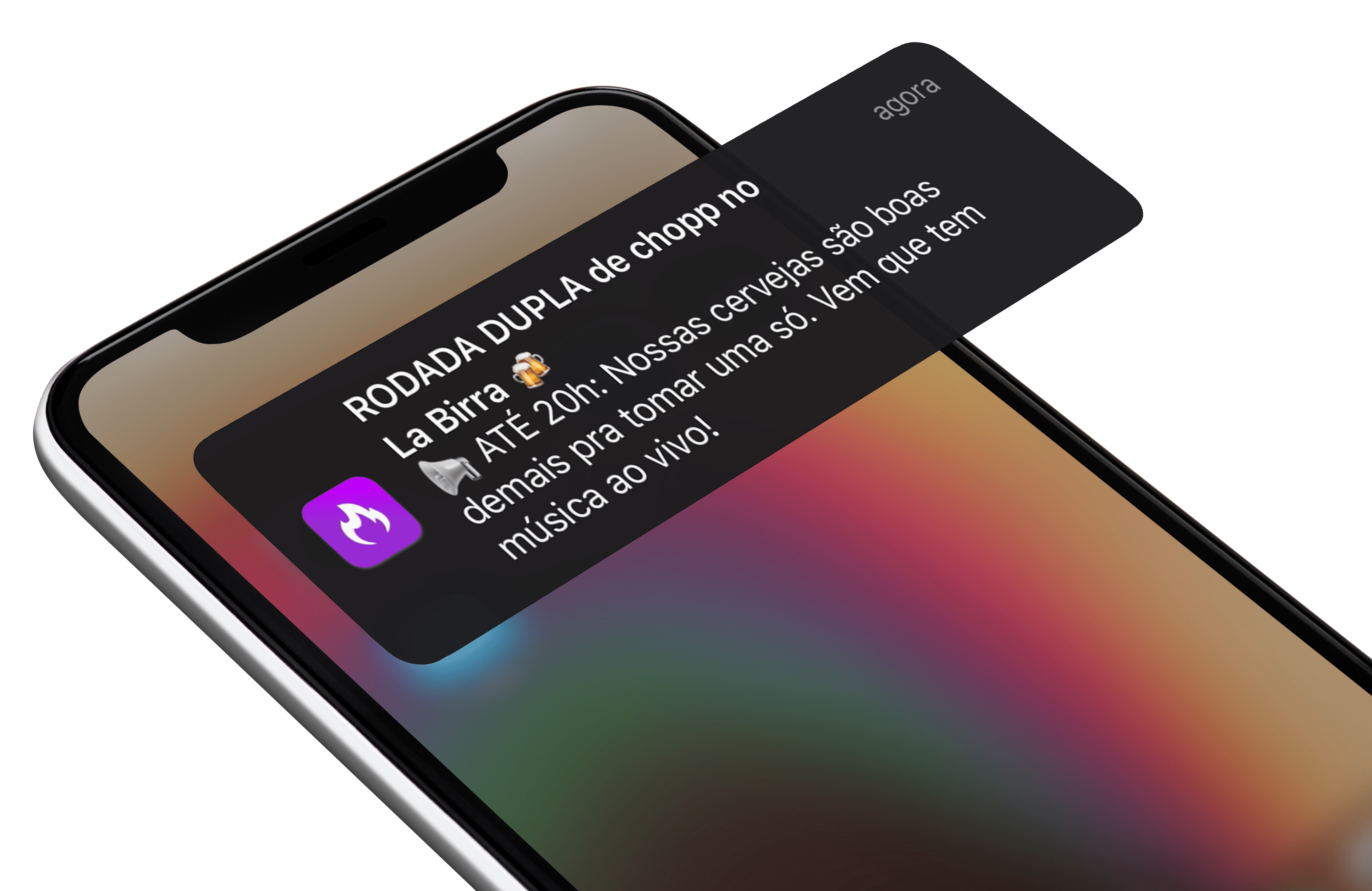 Zoom em um celular com uma notificação recebida do Hangout.