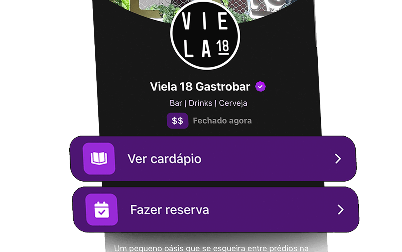 Imagem de dois botões de ação dentro do um perfil de local no aplicativo.